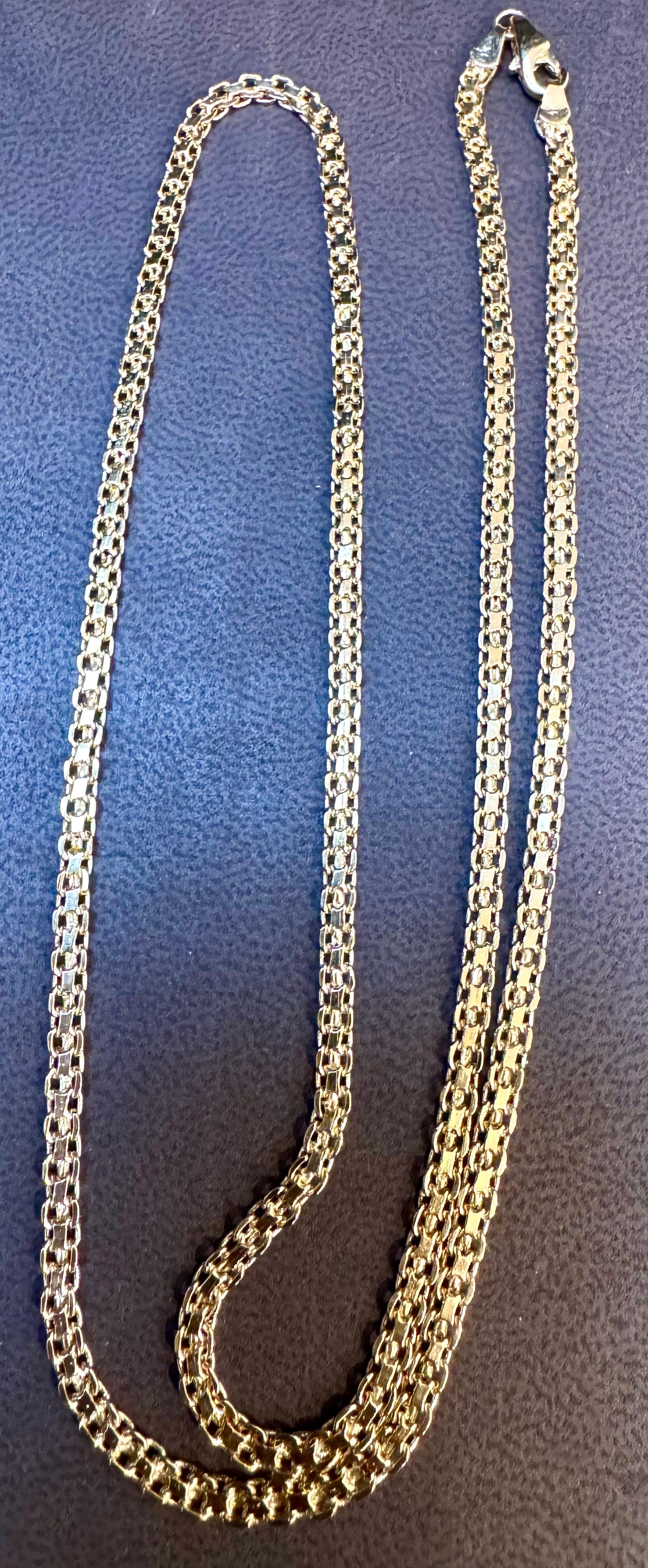 14k massives Gelbgold Handgefertigte 3.4 mm Anker Mariner Gliederhalskette, 24