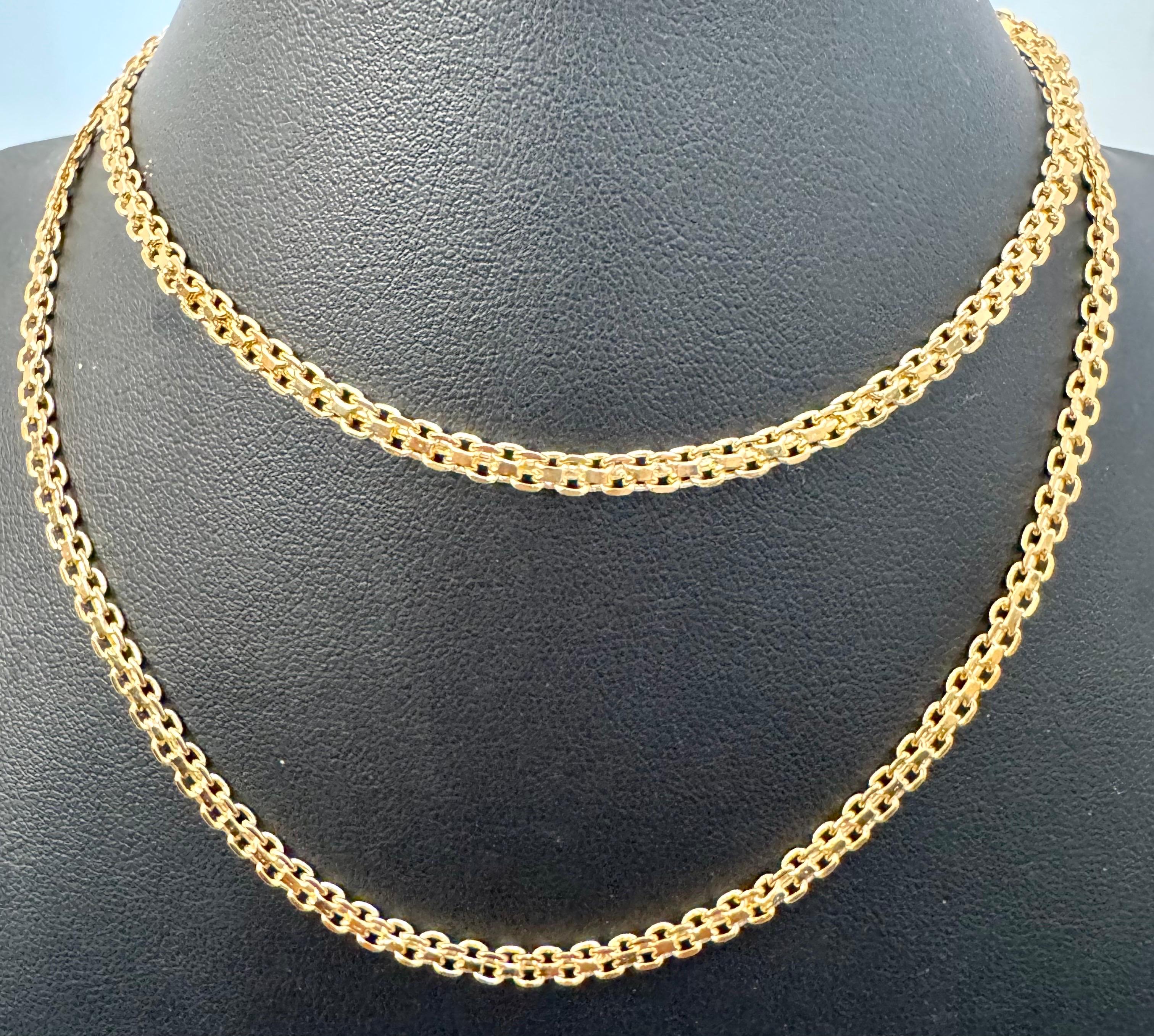 14k massives Gelbgold Handgefertigte 3.4 mm Anker Mariner Gliederhalskette, 24