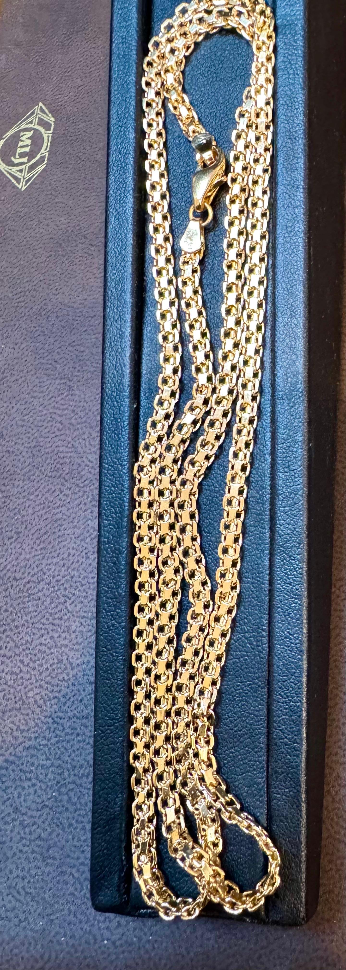 14k massives Gelbgold Handgefertigte 3.4 mm Anker Mariner Gliederhalskette, 24