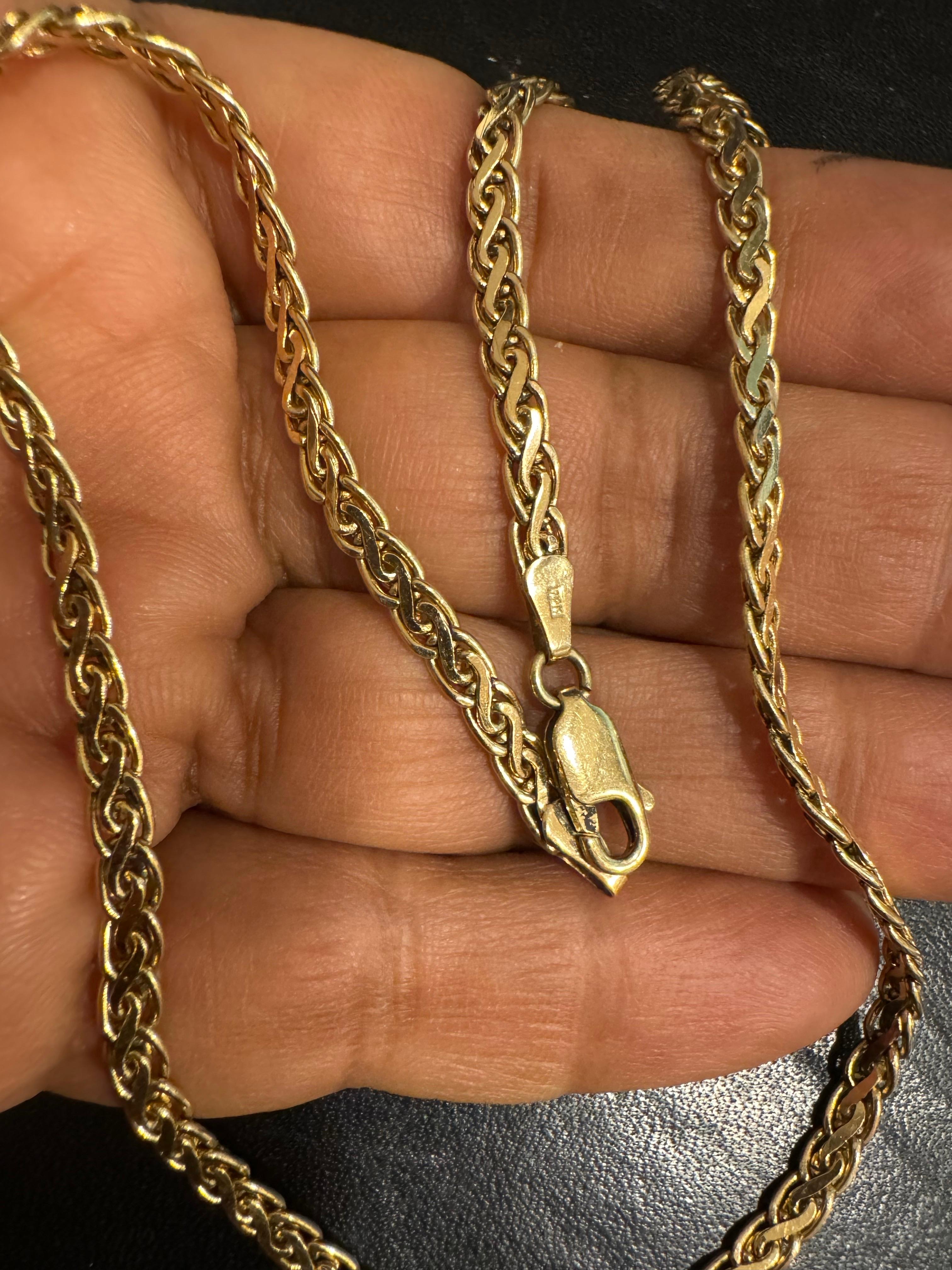 Collier à maillons S fantaisie en or jaune massif 14 carats, fait à la main de 3,5 mm, 16