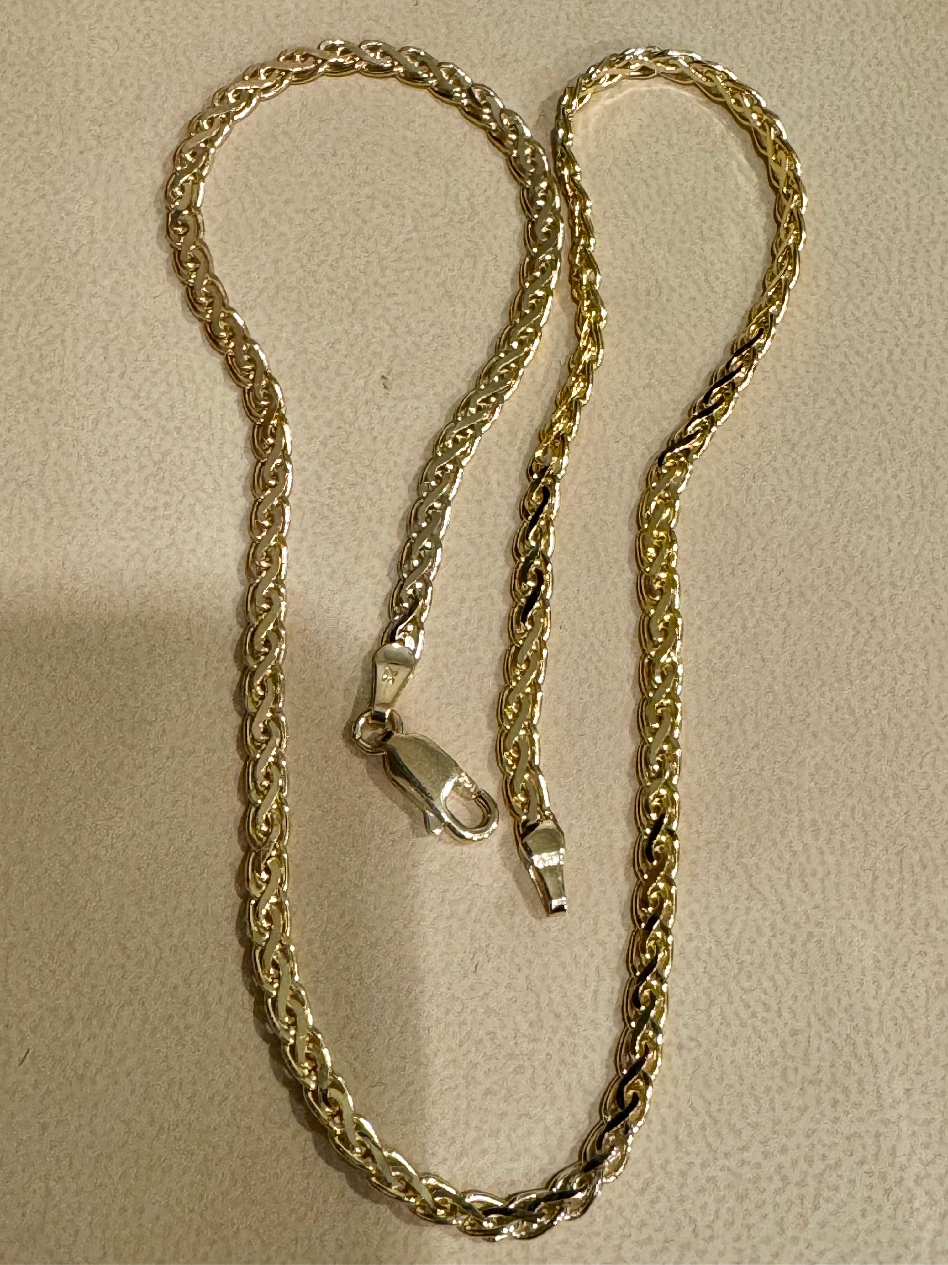 Collier à maillons S fantaisie en or jaune massif 14 carats, fait à la main de 3,5 mm, 16