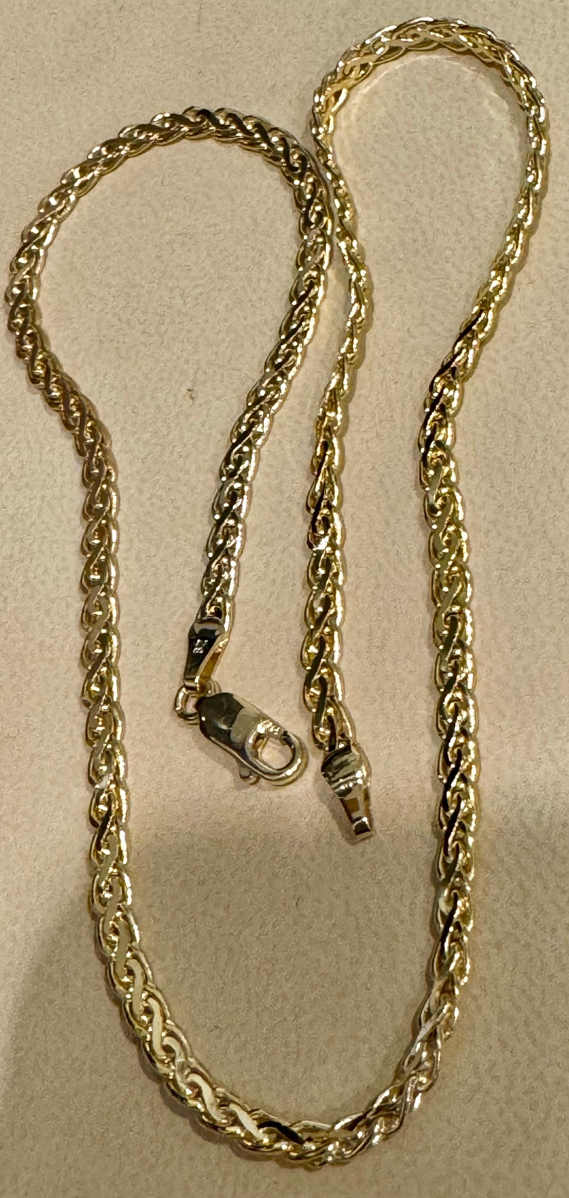 Collier à maillons S fantaisie en or jaune massif 14 carats, fait à la main de 3,5 mm, 16