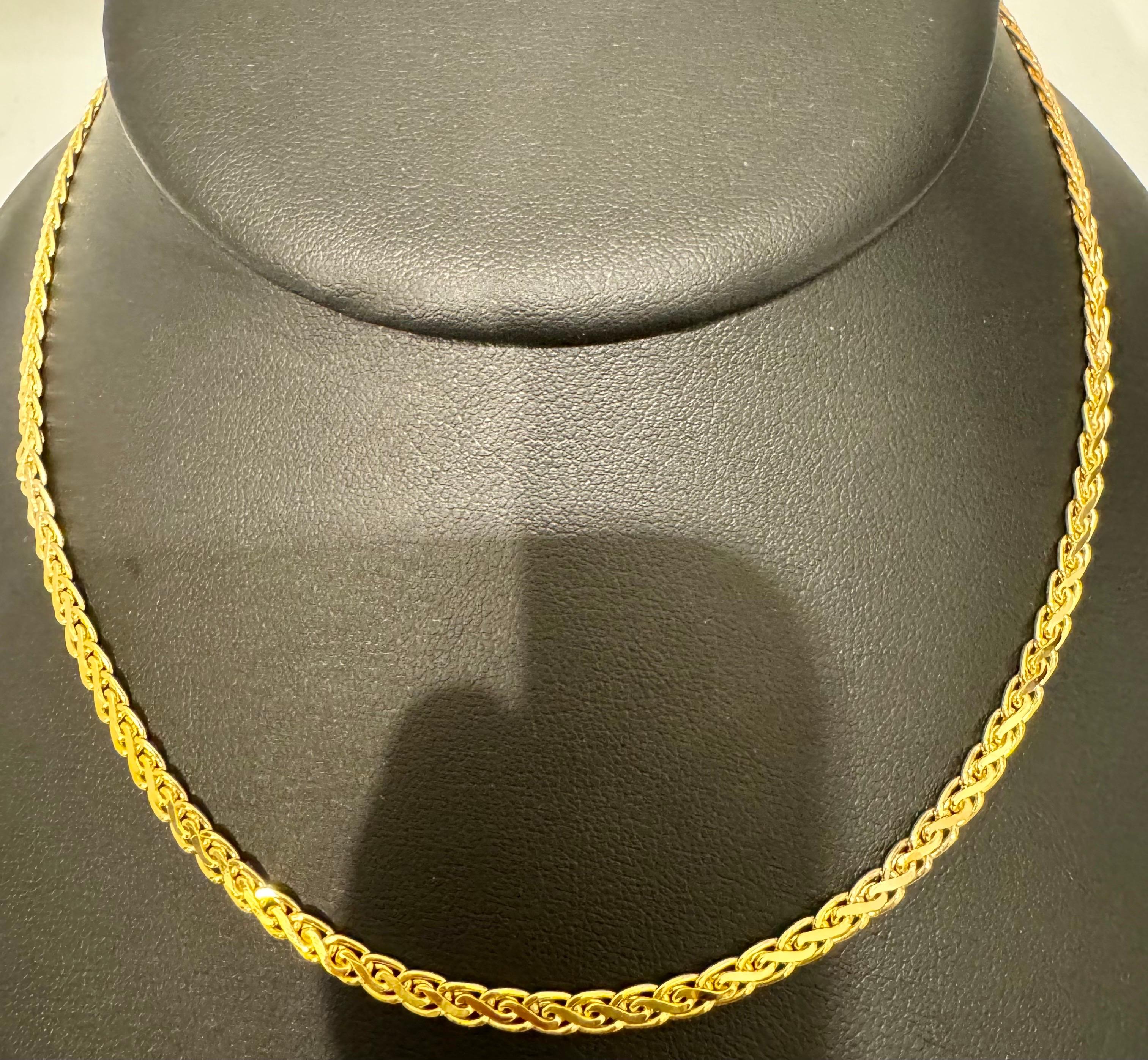 Collier à maillons S fantaisie en or jaune massif 14 carats, fait à la main de 3,5 mm, 16