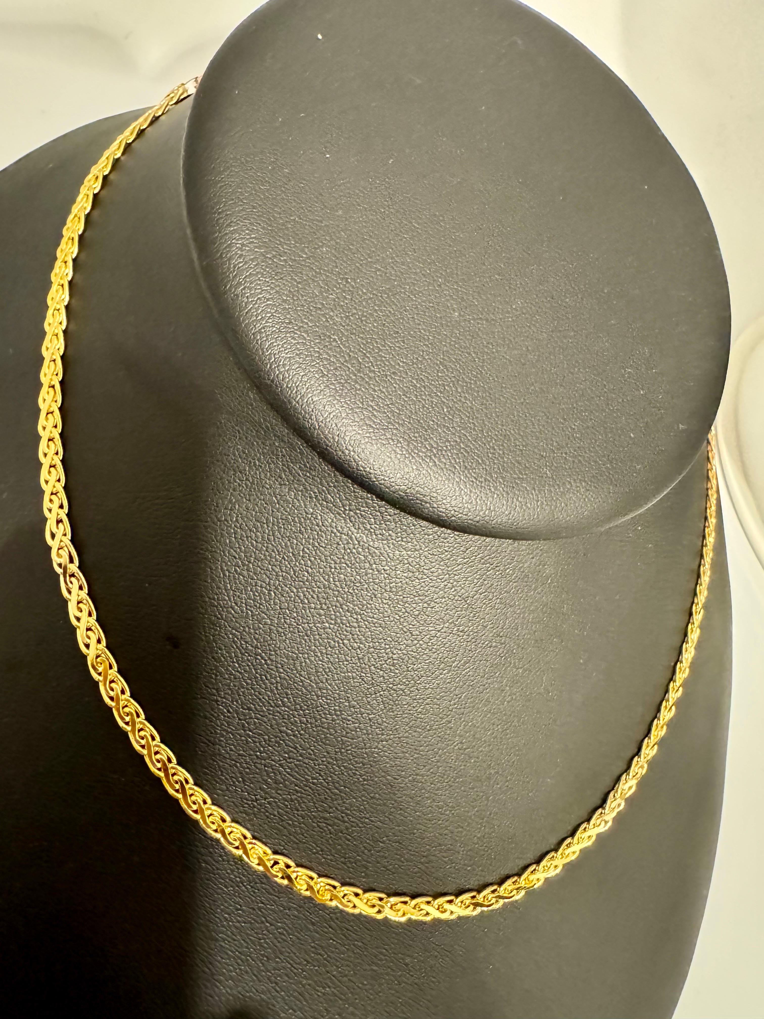 Collier à maillons S fantaisie en or jaune massif 14 carats, fait à la main de 3,5 mm, 16