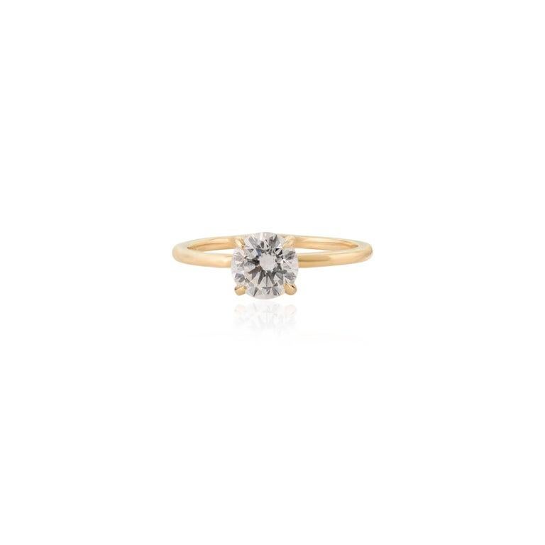 For Sale:  14k Solid Yellow Gold Handmade Moissanite Ring in Anniversary Gift 2