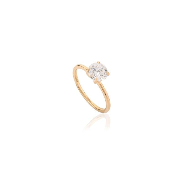 For Sale:  14k Solid Yellow Gold Handmade Moissanite Ring in Anniversary Gift 8