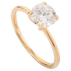 Anillo de Moissanita en Oro Amarillo Macizo de 14k Hecho a Mano en Regalo de Aniversario