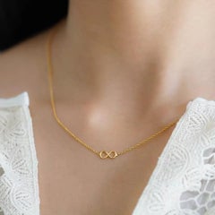 14K Solid Yellow Gold Infinity Wedding Necklace
