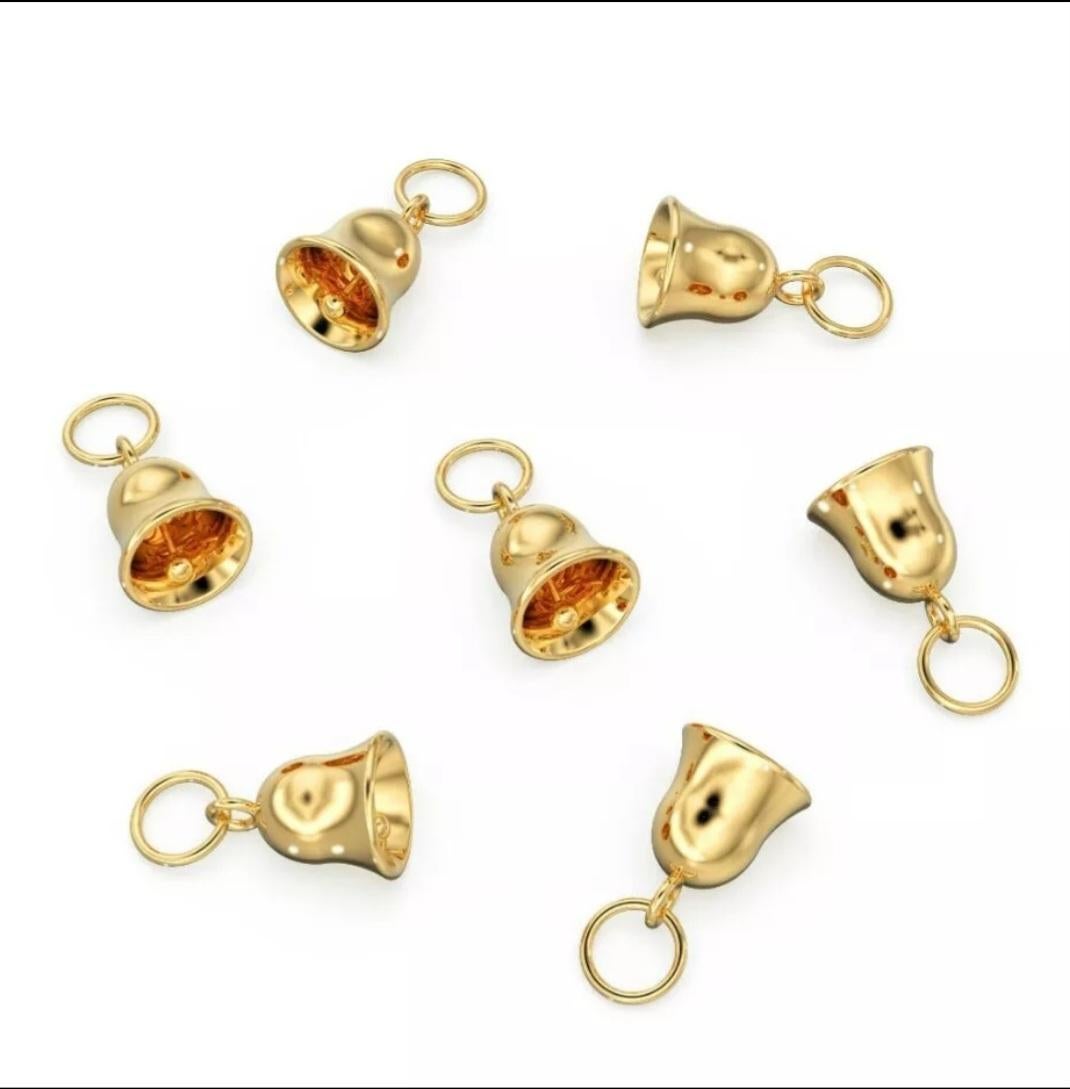 Pendentif breloque en or jaune massif 14 carats en forme de cloche de jaune pendante de fabrication de bijoux en vente 6