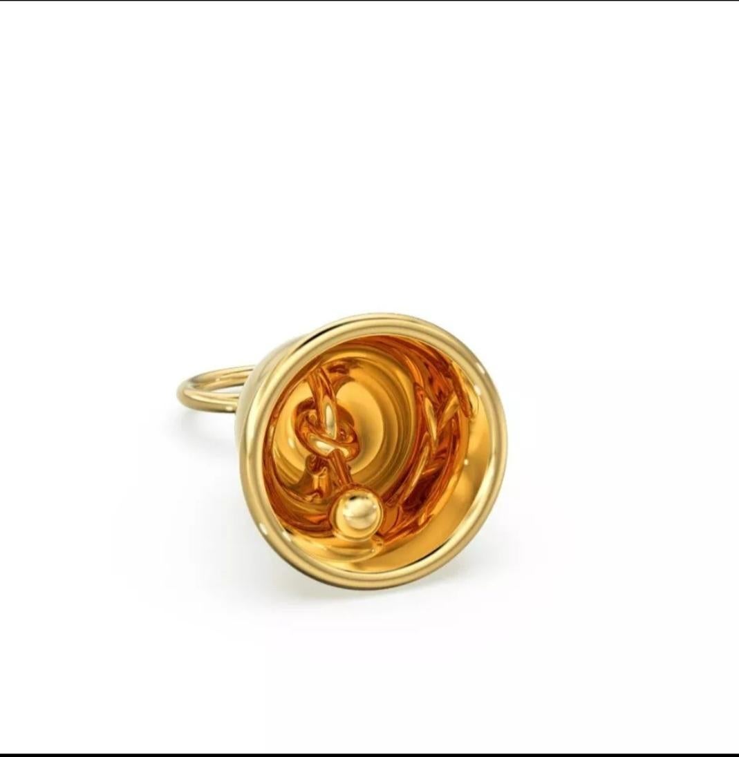 Pendentif breloque en or jaune massif 14 carats en forme de cloche de jaune pendante de fabrication de bijoux Neuf - En vente à Chicago, IL