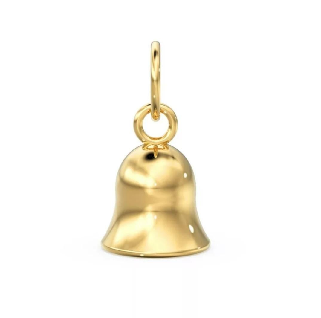 Pendentif breloque en or jaune massif 14 carats en forme de cloche de jaune pendante de fabrication de bijoux Unisexe en vente