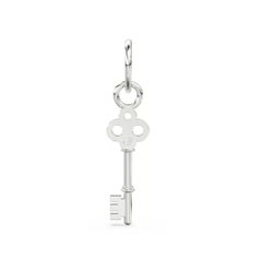 14K Solid Yellow Gold Key Charm Pendant Natural Diamond Small key pendant charm