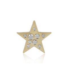14K Solid Yellow Gold Moissanite Scatter Bezel Star Pendant Charm 0.18 Ct