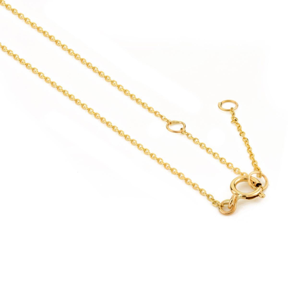 Collier pendentif en or jaune massif 14 carats avec plusieurs saphirs en forme de goutte d'eau pour la fête des mères en vente 3