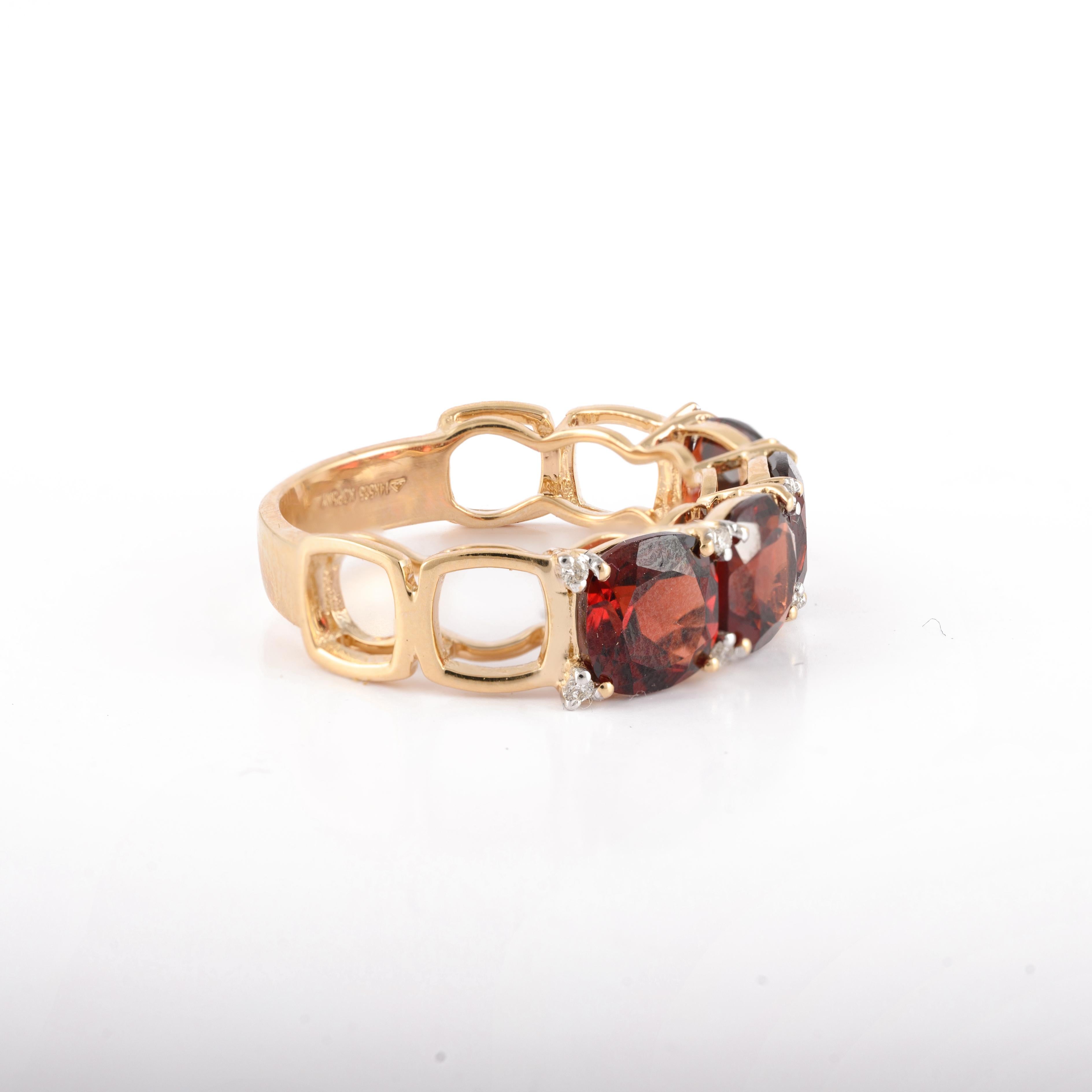 For Sale:  14k Solid Yellow Gold Natural 4.75 Carat Garnet Ring with Diamonds for Her 6