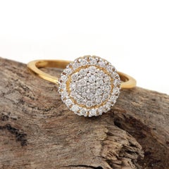 14k Solid Yellow Gold Natural Pave Diamond Ring Beautiful Bridal Stackable Ring.