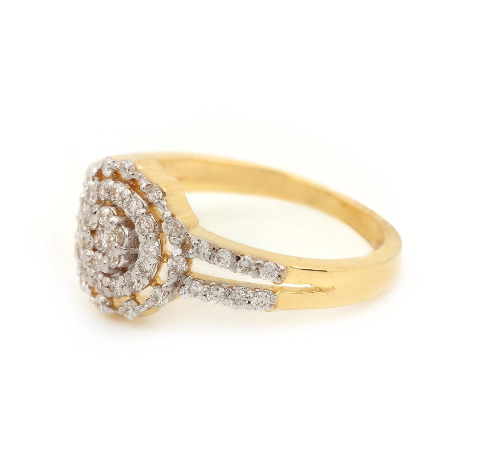 Taille brillant 14k Solid Yellow Gold Natural Pave Diamond Ring Stackable Ring For Wedding Gift. en vente