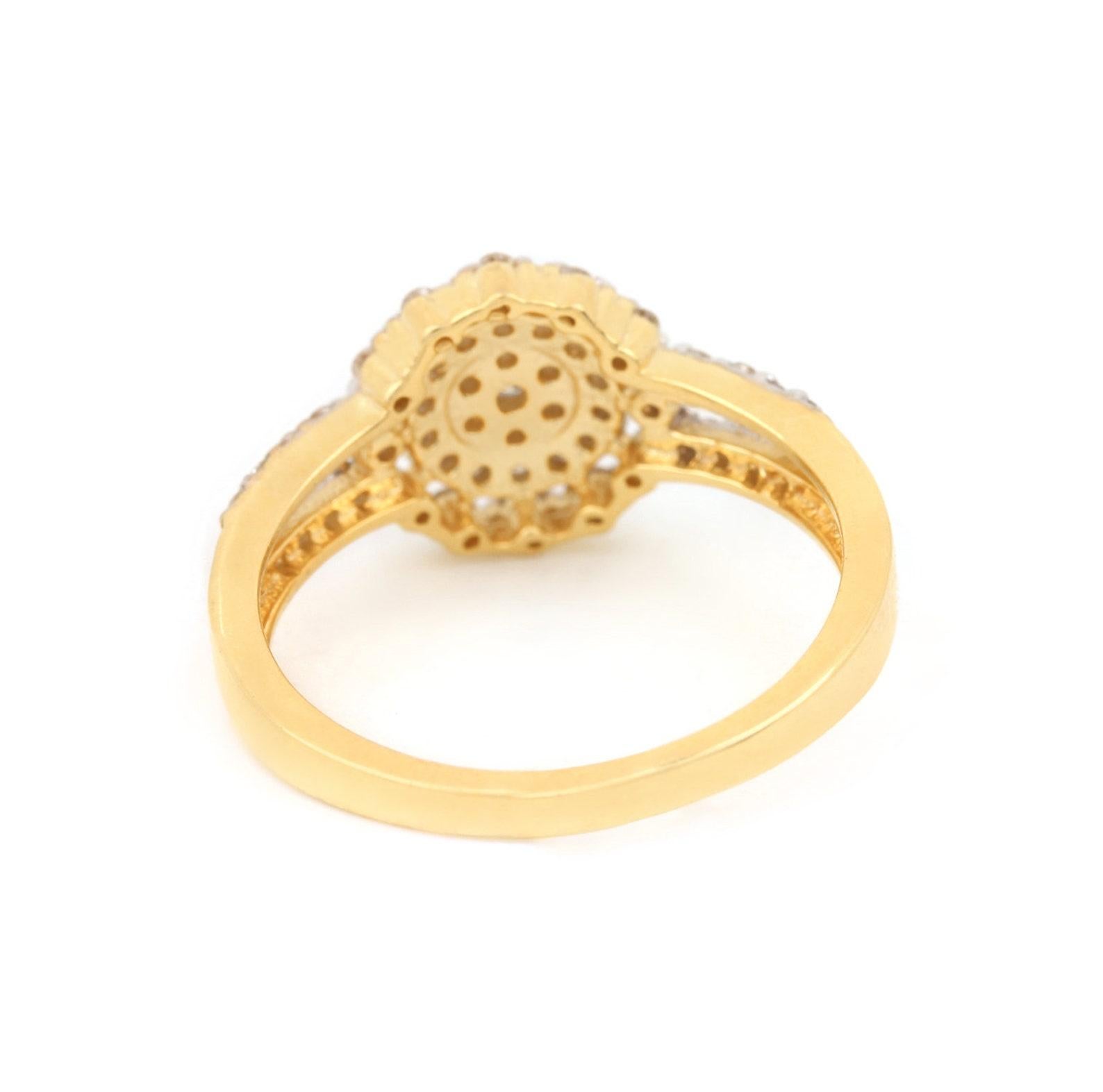 14k Solid Yellow Gold Natural Pave Diamond Ring Stackable Ring For Wedding Gift. Neuf - En vente à Chicago, IL