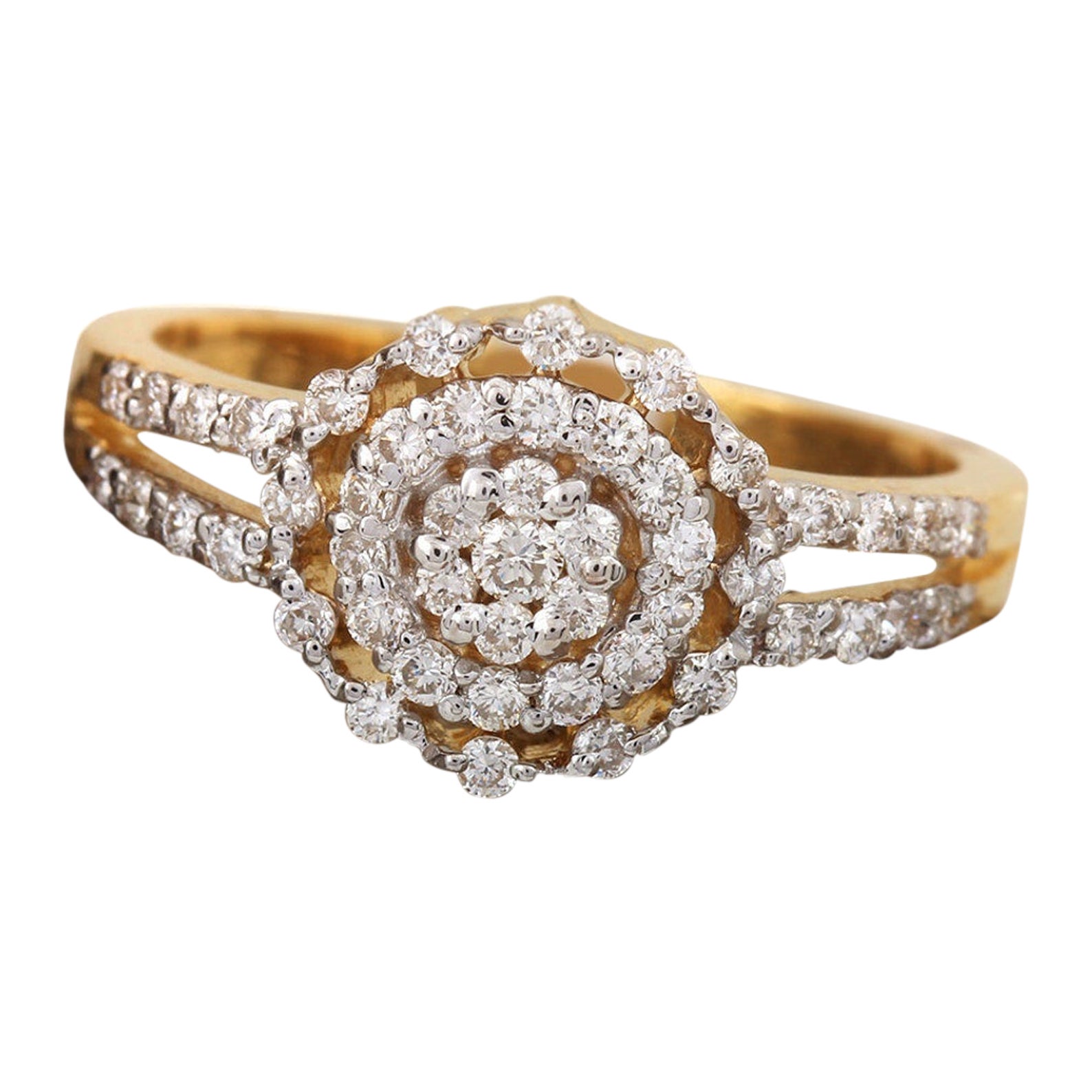14k Solid Yellow Gold Natural Pave Diamond Ring Stackable Ring For Wedding Gift.