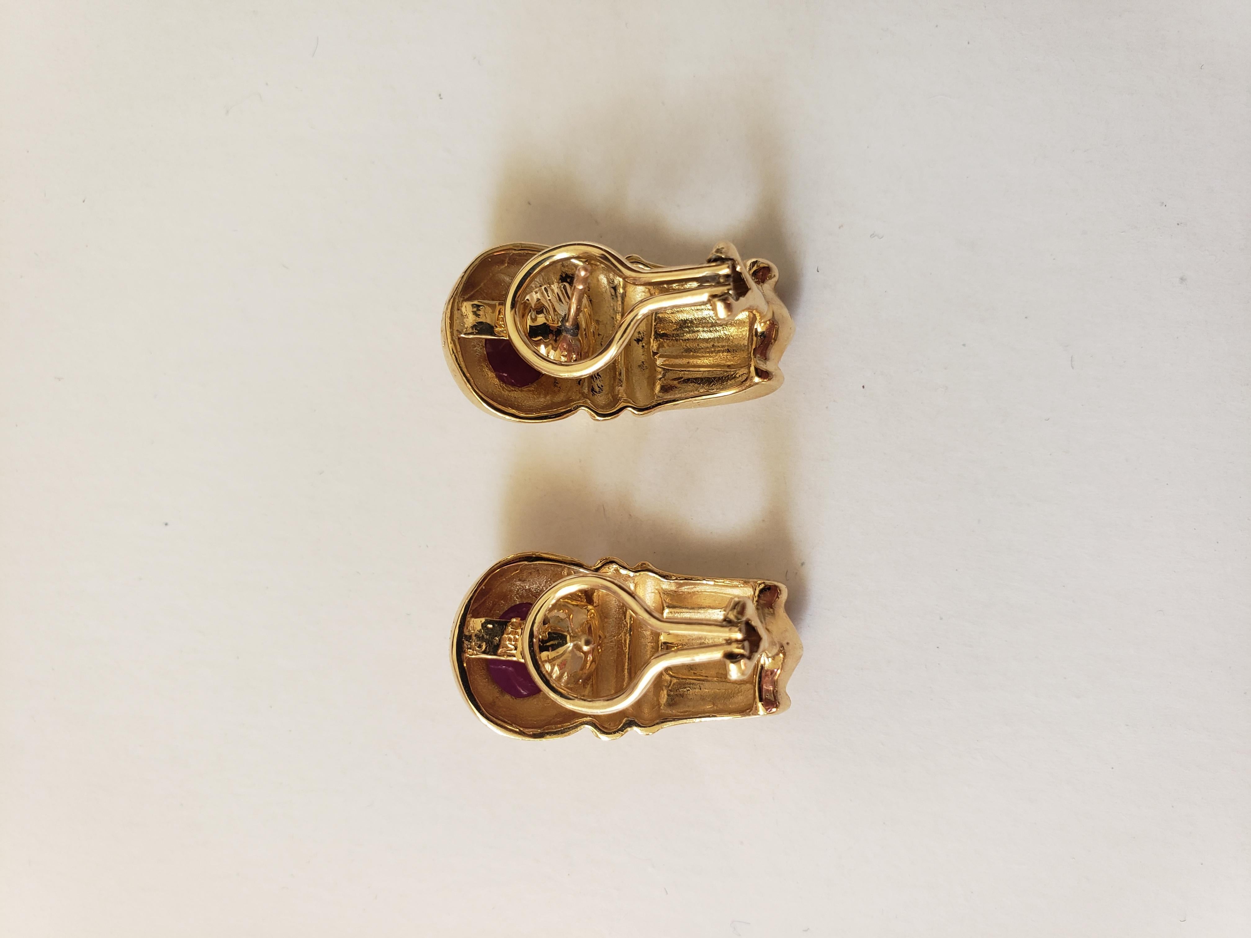 Byzantin NOUVEAU Boucles d'oreilles en or jaune massif 14K avec rubis naturel en vente