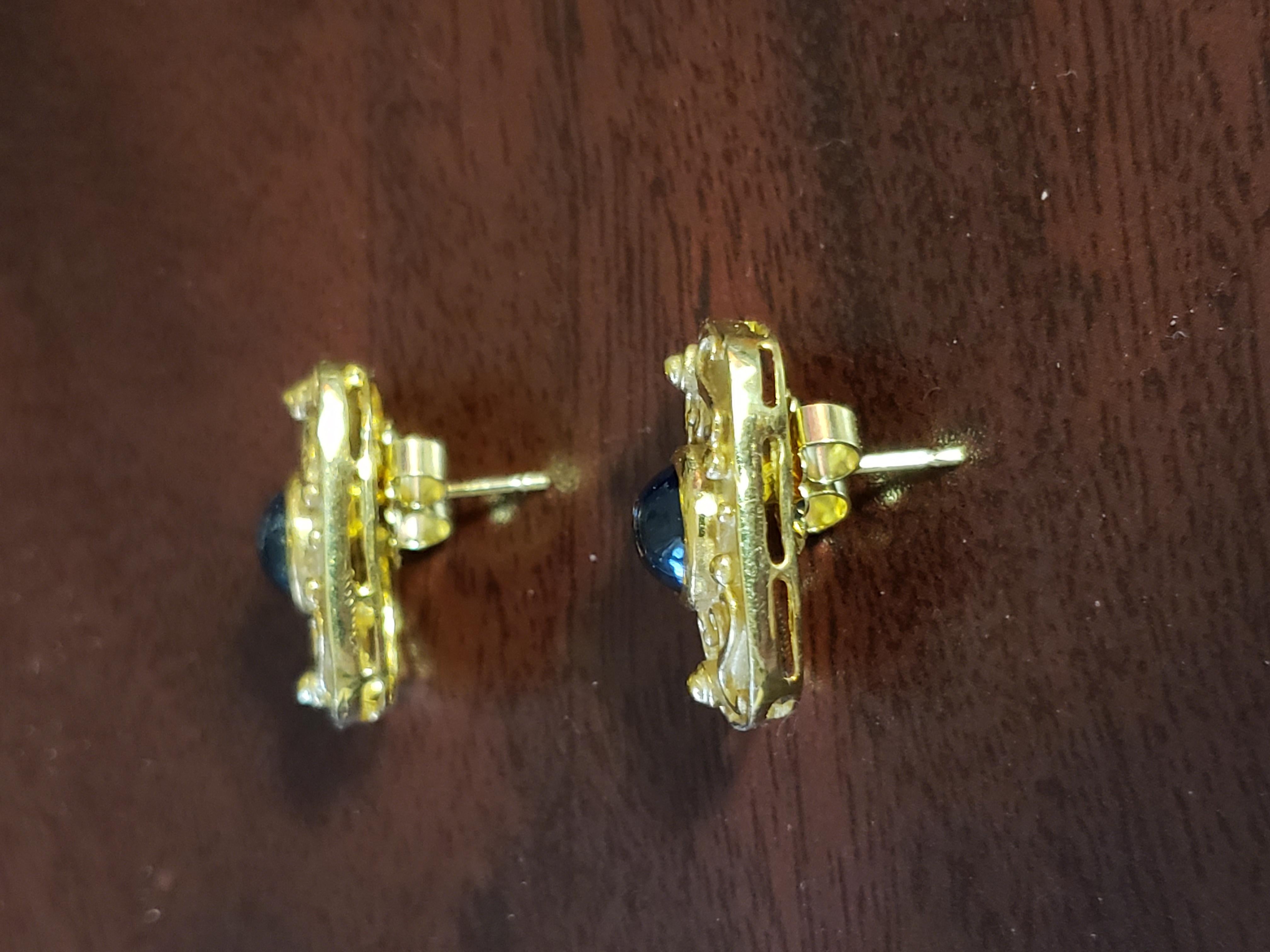 Women's or Men's NEW 14k Solid Yellow Gold Natural Sapphire Earrings For Sale