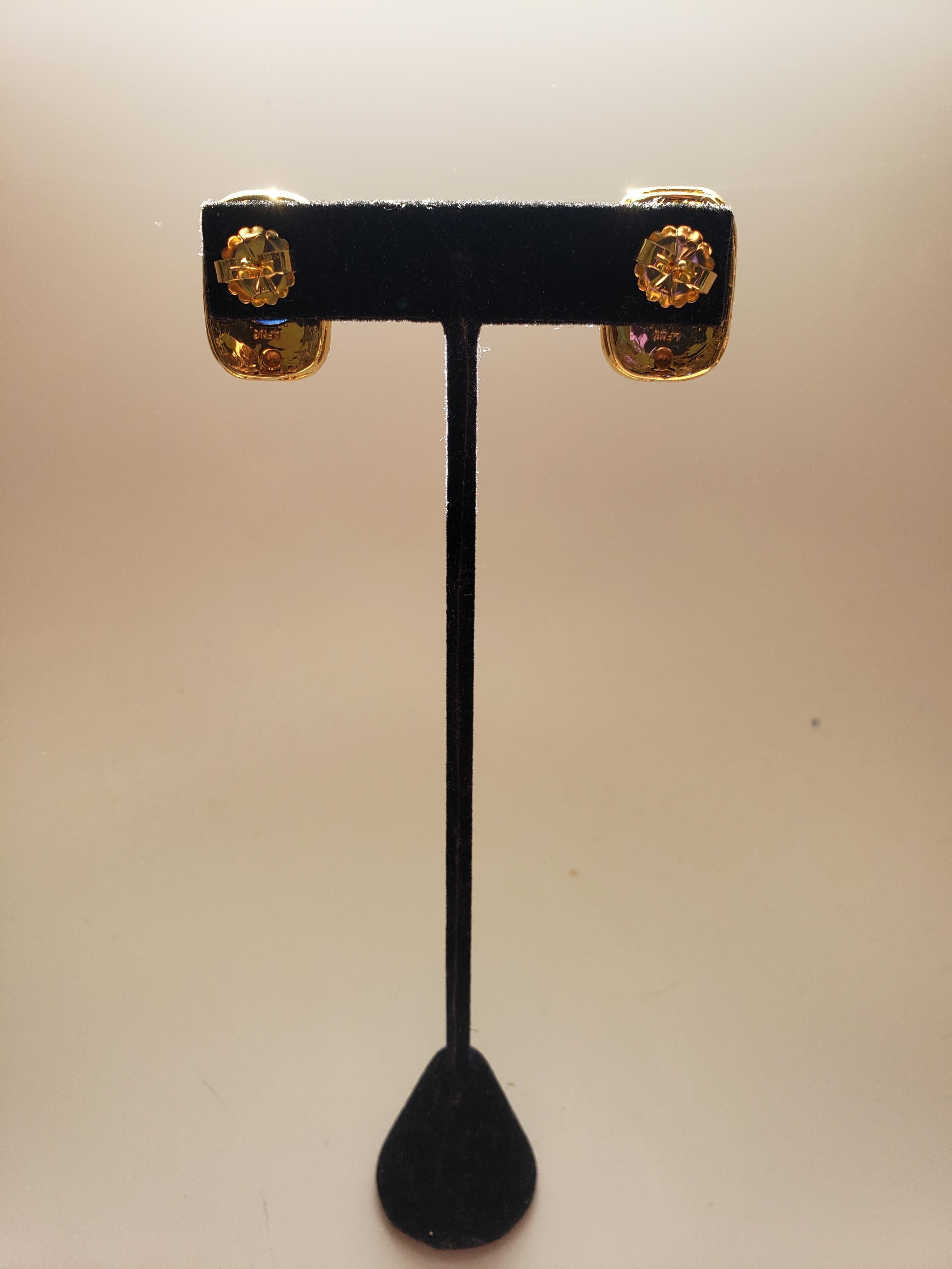NEW 14k Solid Yellow Gold Natural Sapphire Earrings For Sale 1