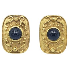 NEW 14k Solid Yellow Gold Natural Sapphire Earrings