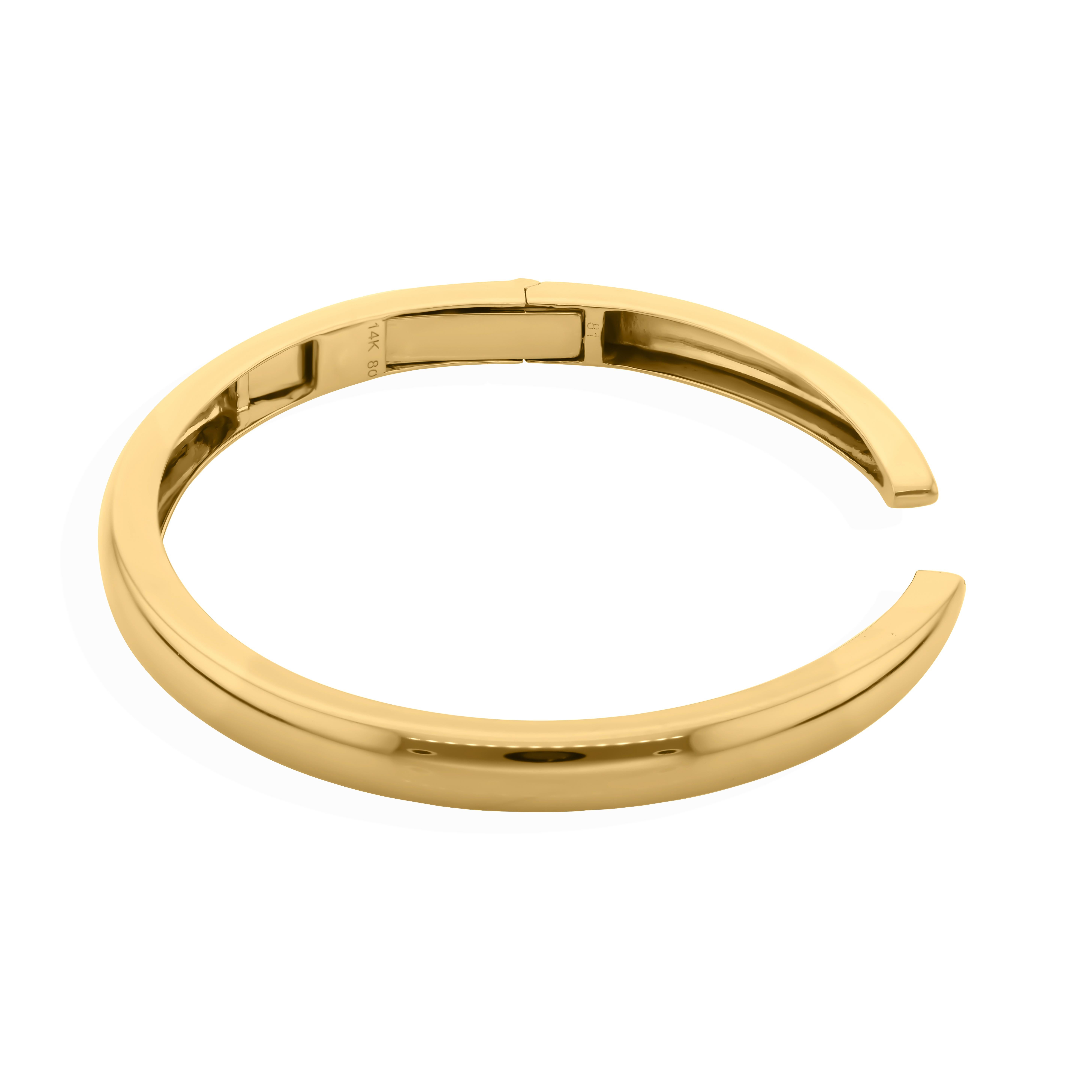 14k Solid Yellow Gold Open Cuff Bangle Bracelet for Her For Sale 5