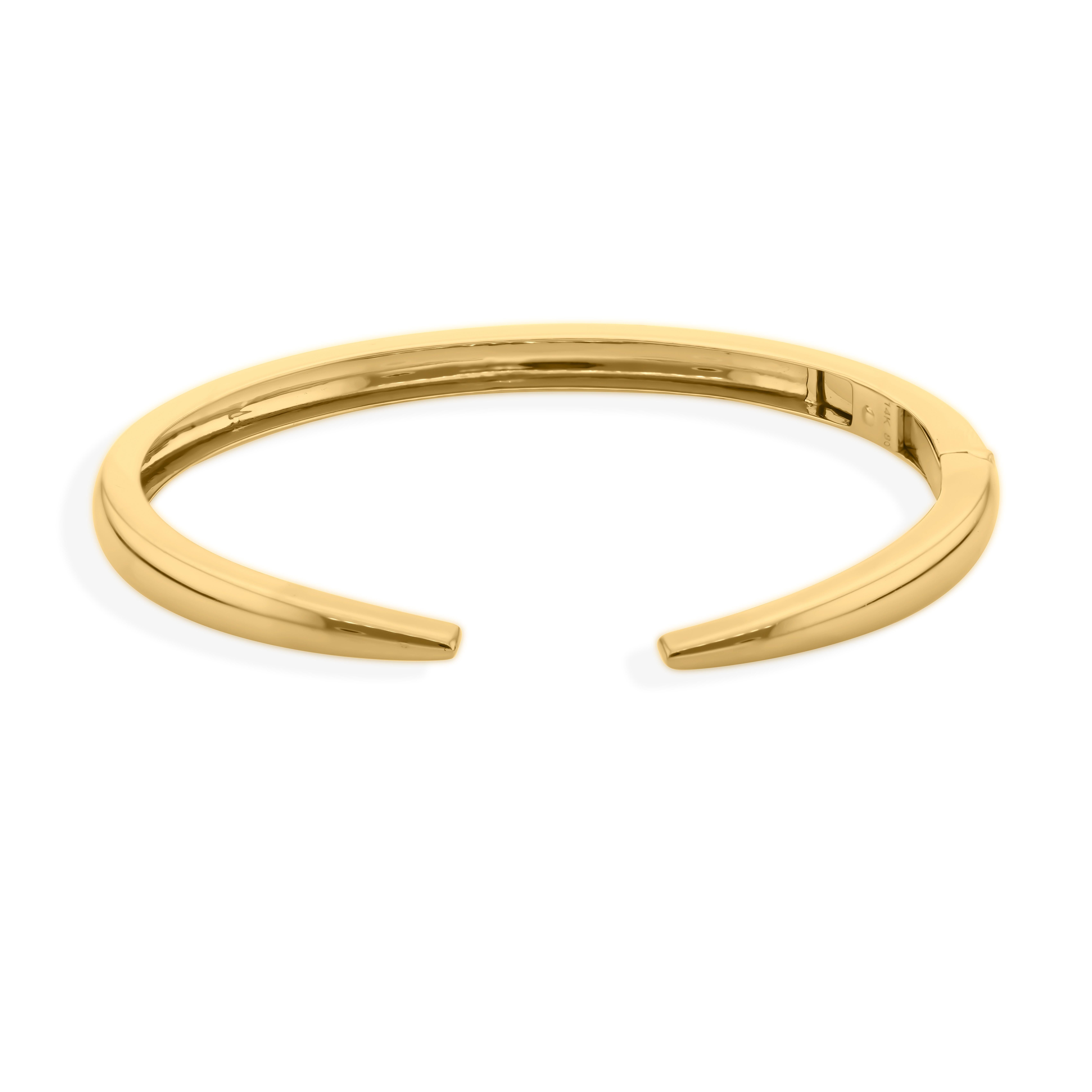 14k Solid Yellow Gold Open Cuff Bangle Bracelet for Her For Sale 6