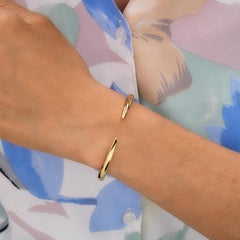 14Karat Solid Yellow Gold Open Cuff Bangle Bracelet For Women