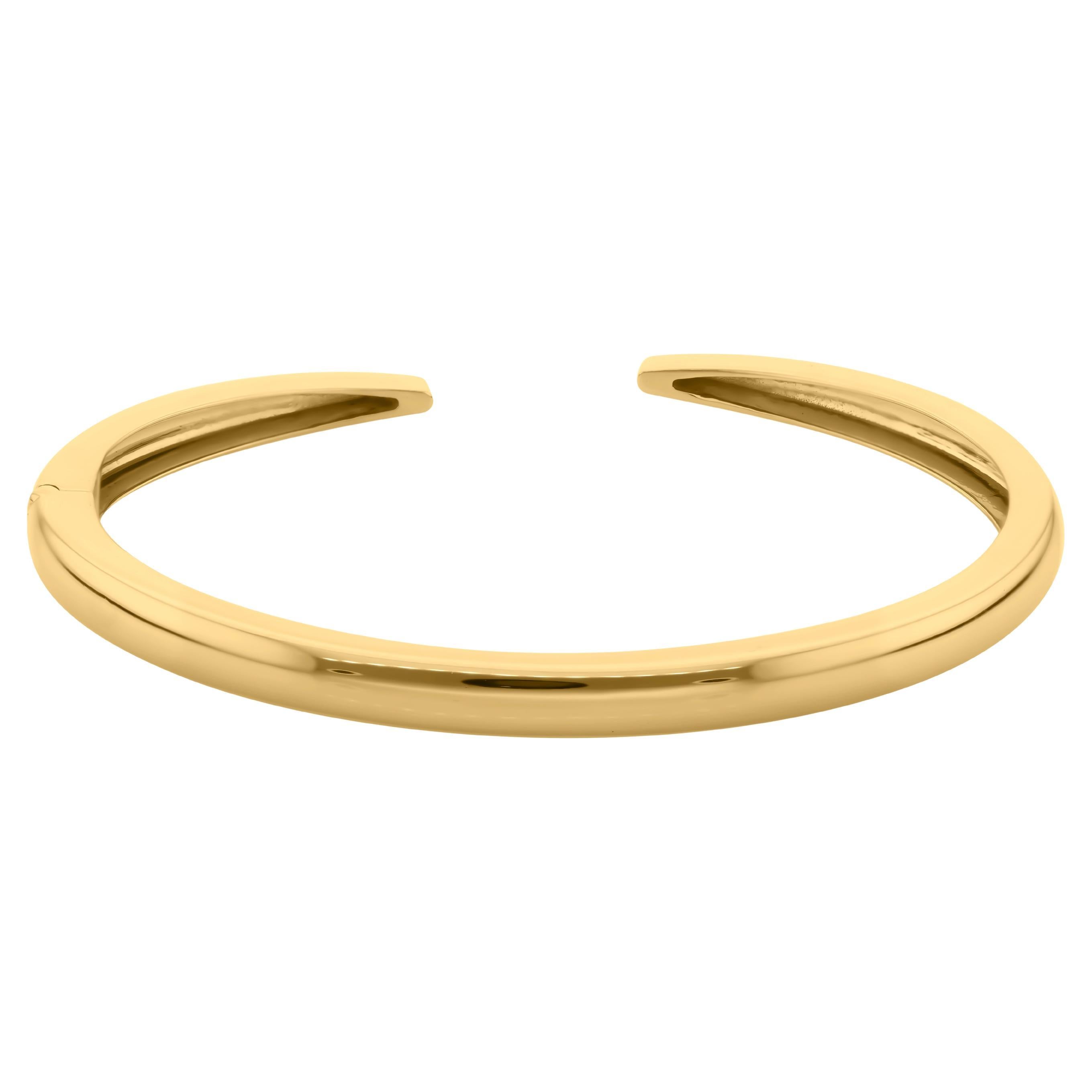 14k Solid Yellow Gold Open Cuff Bangle Bracelet for Her