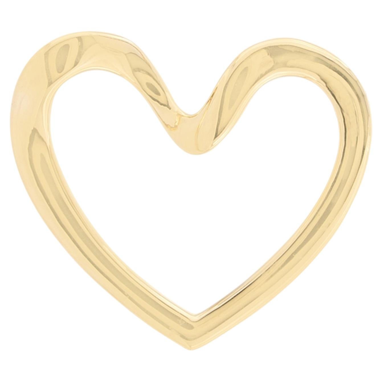 14K Solid Yellow Gold Open Heart Pendant Romantic Gift for Her Jewelry for Gift