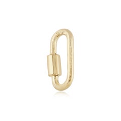 14K Solid Yellow Gold Oval Carabiner Screw Lock Jewelry Finding Connector Clasp