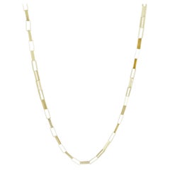 14K Solid Yellow Gold Paperclip Link Chain Necklace, 20 Inches Long