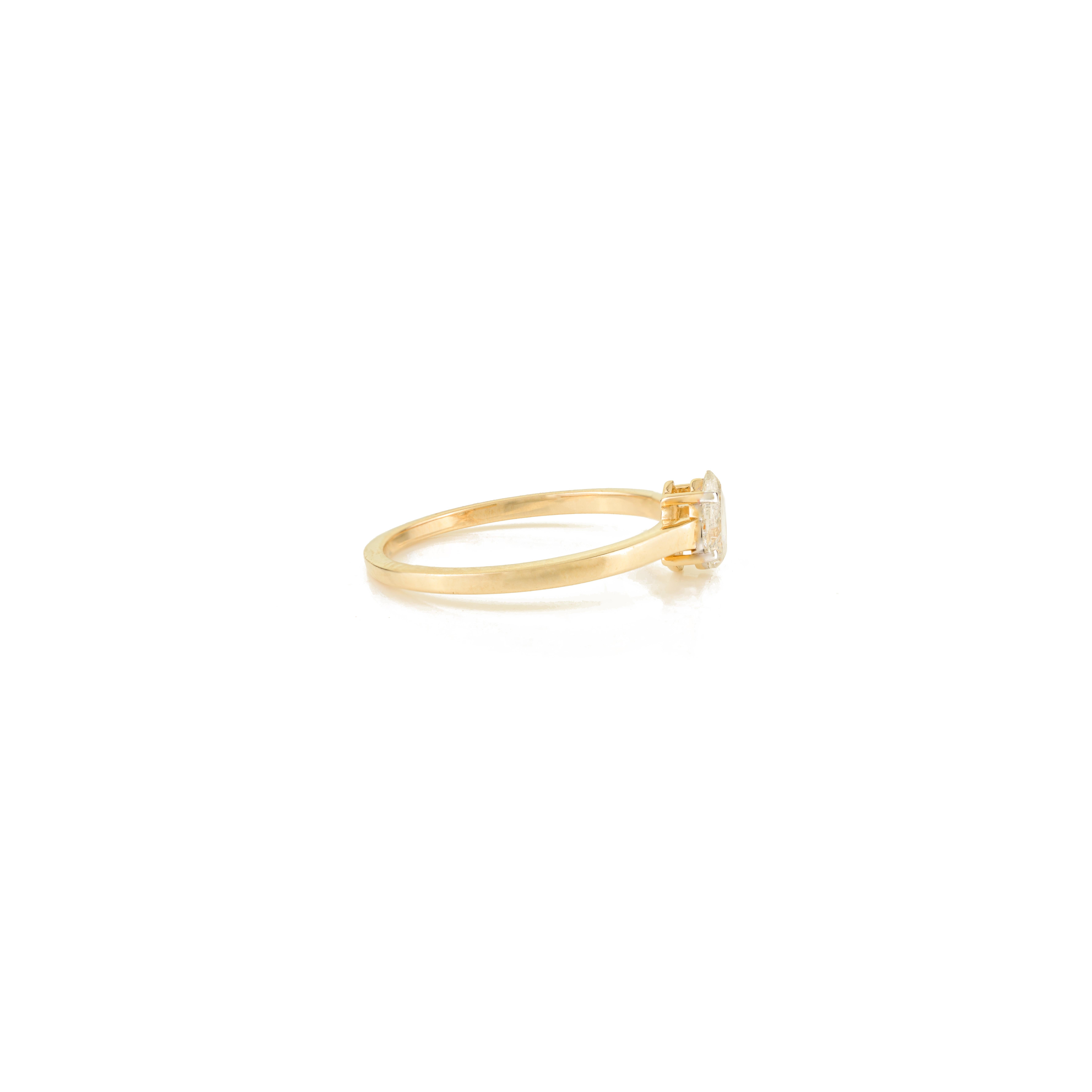 En vente :  Bague de fiançailles en or jaune massif 14K avec solitaire en diamant taillé en poire Cadeau pour les femmes 9