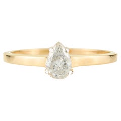 14K Solid Yellow Gold Pear Cut Diamond Solitaire Verlobungsring Geschenk für Frauen