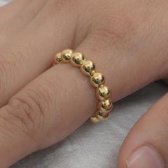 Anello di eternità a bolle d'aria in oro giallo massiccio 14 carati, anello nuziale