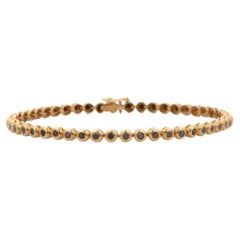 Bracelet tennis pour femmes en or jaune massif 14 carats monté de diamants noirs de taille ronde