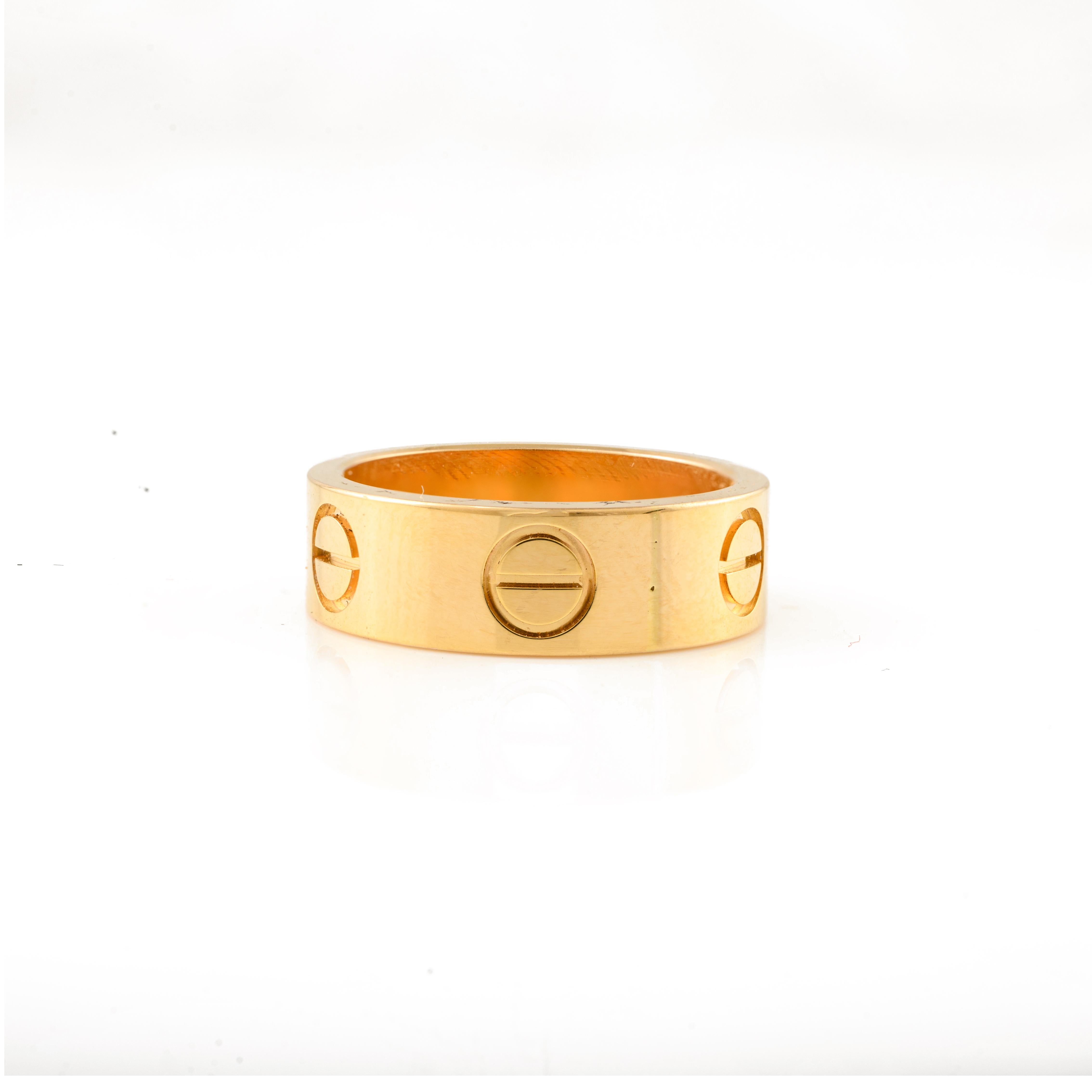 For Sale:  Fine Jewelry 14k Solid Yellow Gold Screw Engraved Love Band Ring 3