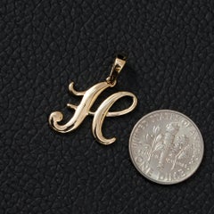14K Solid Yellow Gold Script Letter K Initial Pendant Charm Jewelry for Gift
