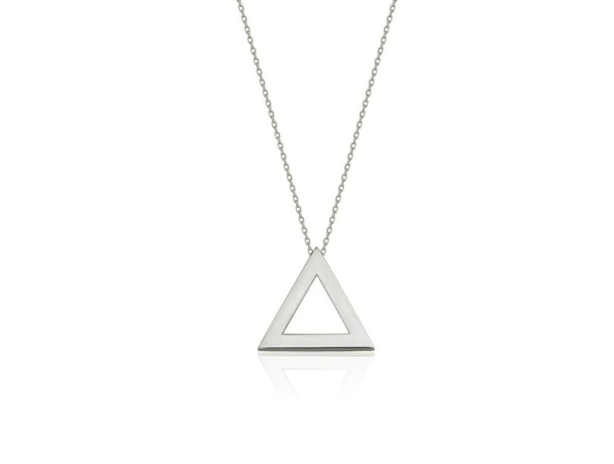14k Solid Yellow Gold Triangle Geometric Necklace Dainty Minimalist Necklace. in vendita 2