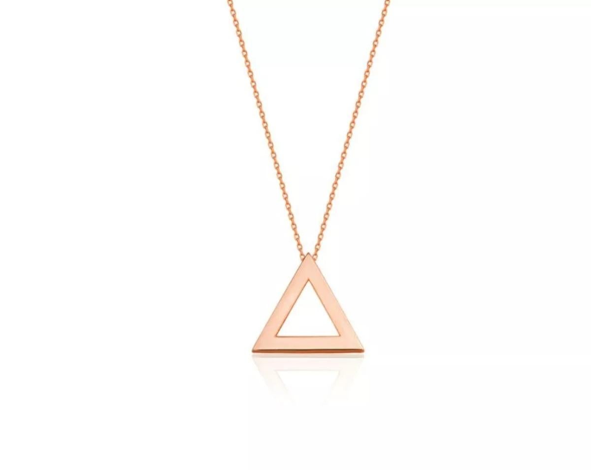 14k Solid Yellow Gold Triangle Geometric Necklace Dainty Minimalist Necklace. in vendita 3