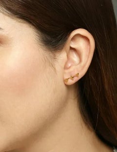 14K Solid Yellow Gold Triplets Earring Studs Minimalist