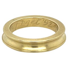 14K massiver Gelbgold Uneven geschwungener Ring in gebürstetem Gold MIGNON FAGET signiert