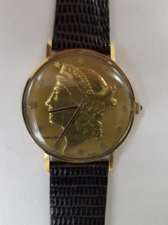 14 Karat Solid Yellow Gold "Valois" Liberty Coin Face Watch