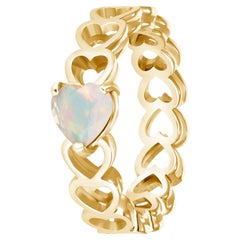 Anillo Solitario de Ópalo en Oro Blanco de 14K, Talla 4