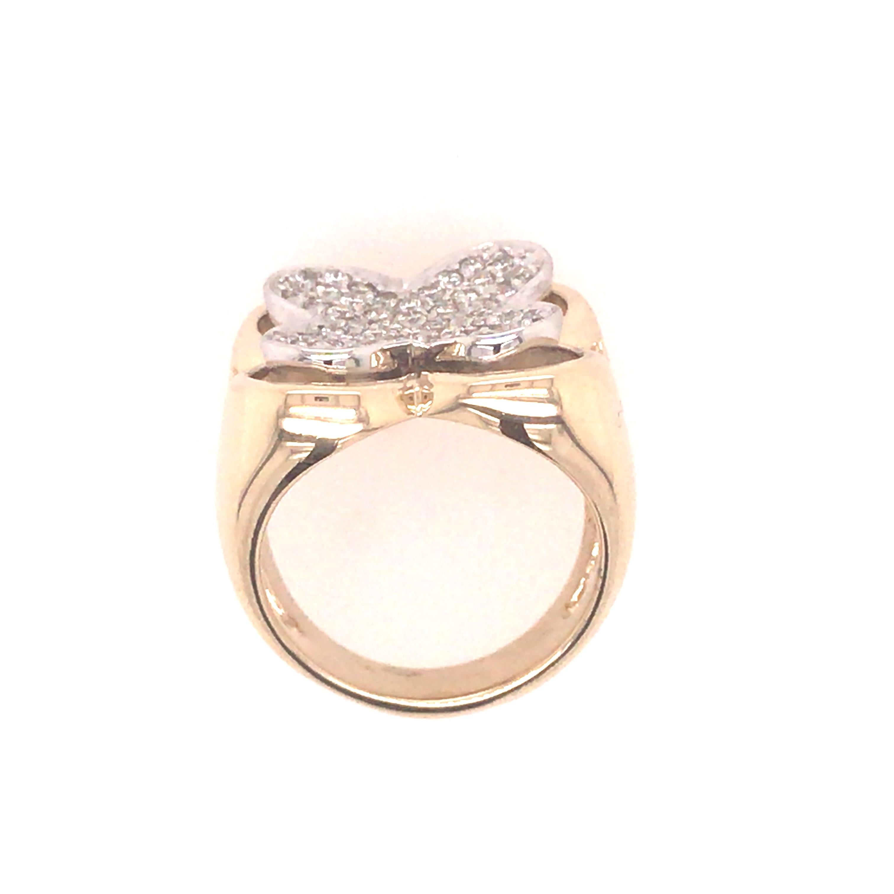 14k Sonia Bitton Diamond Clover Ring Two-Tone Gold 1