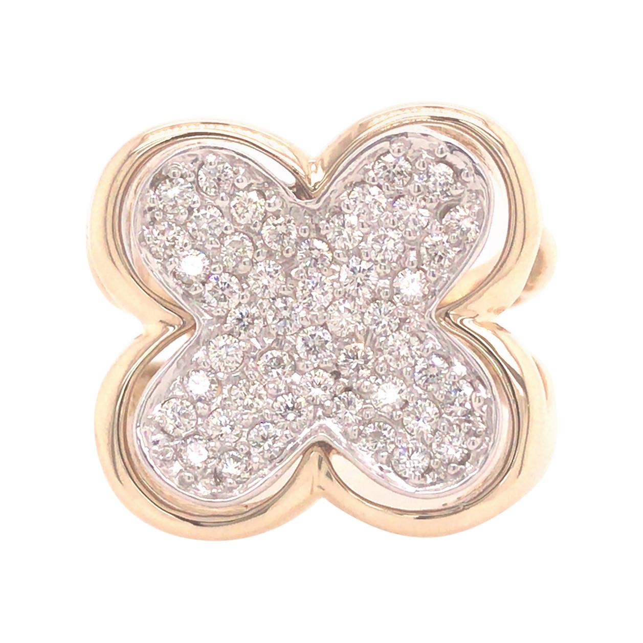 14k Sonia Bitton Diamond Clover Ring Two-Tone Gold