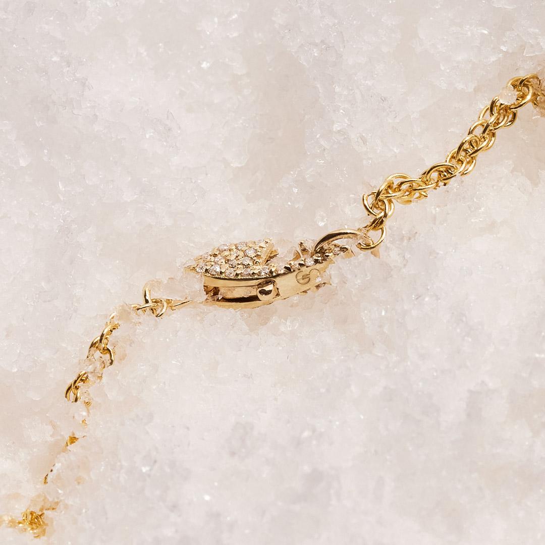 Modern 14k Specialty Chain with Custom Double-Sided Diamond Clasp For Sale