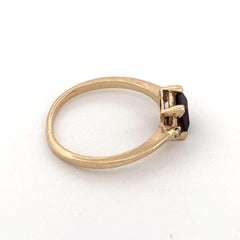 14K Yellow Gold Square Cut Garnet Ring with Diamond Accents, Unisex